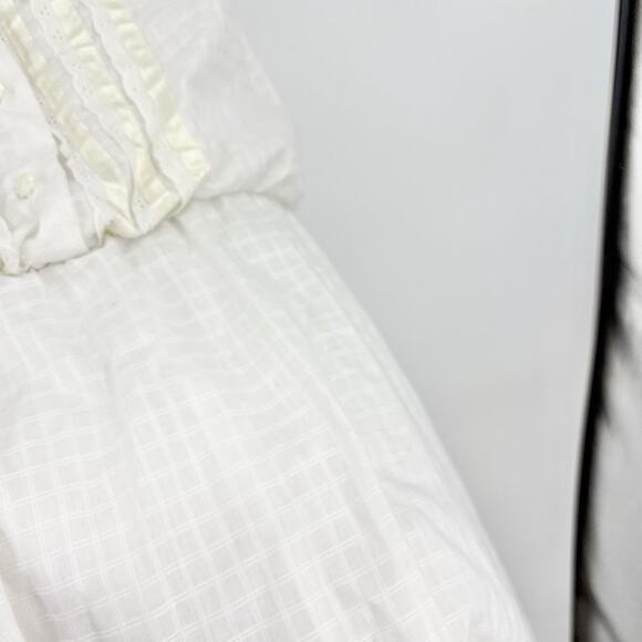 Vintage 70s Prairie Dress 13 Medium Cottage Boho Eyelet Wedding Fairy Ren Fair - Picture 7 of 8